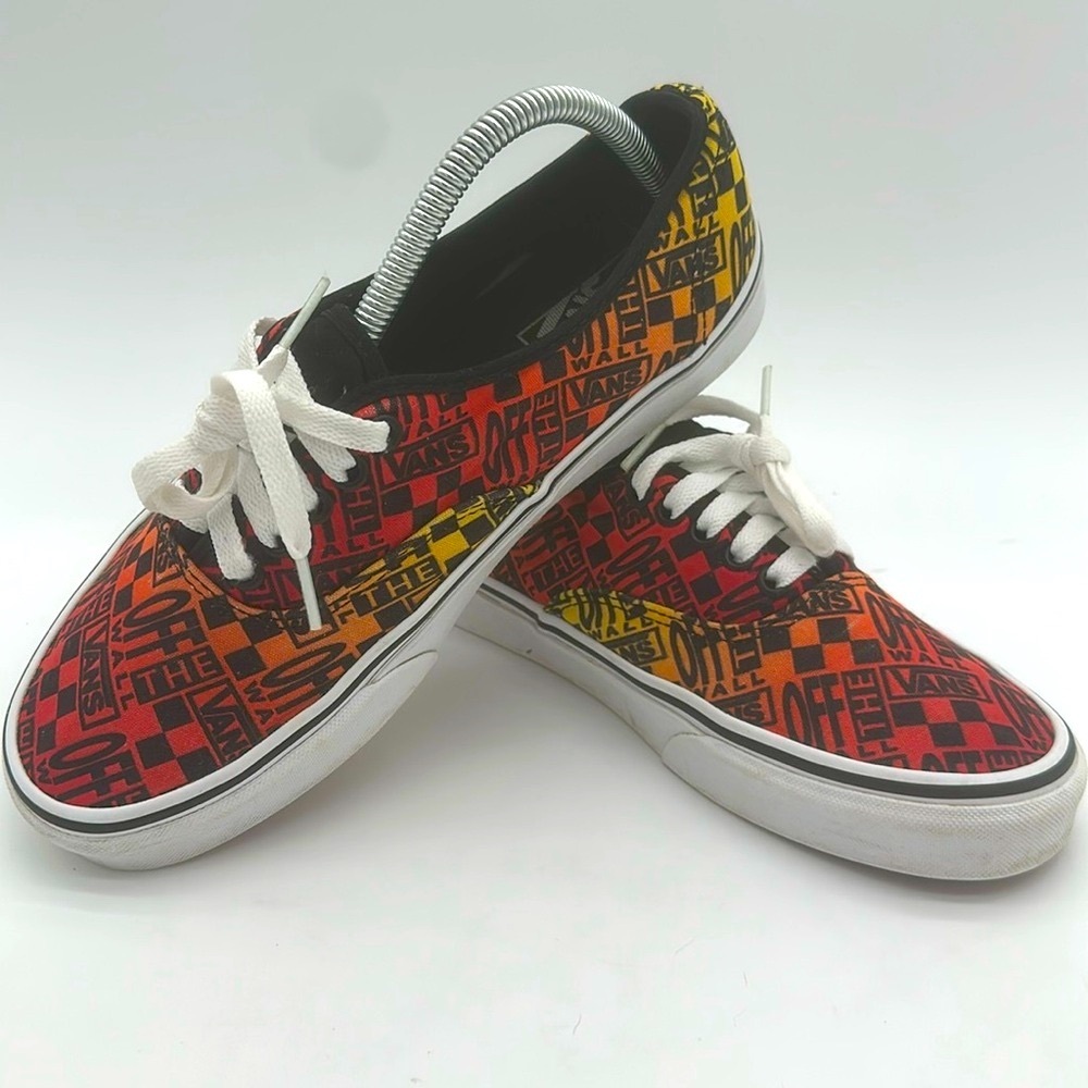 Vans Logo Flame Authentic Classic Skate Shoes Mens 8.5 Womens 10.0 Orange Red
